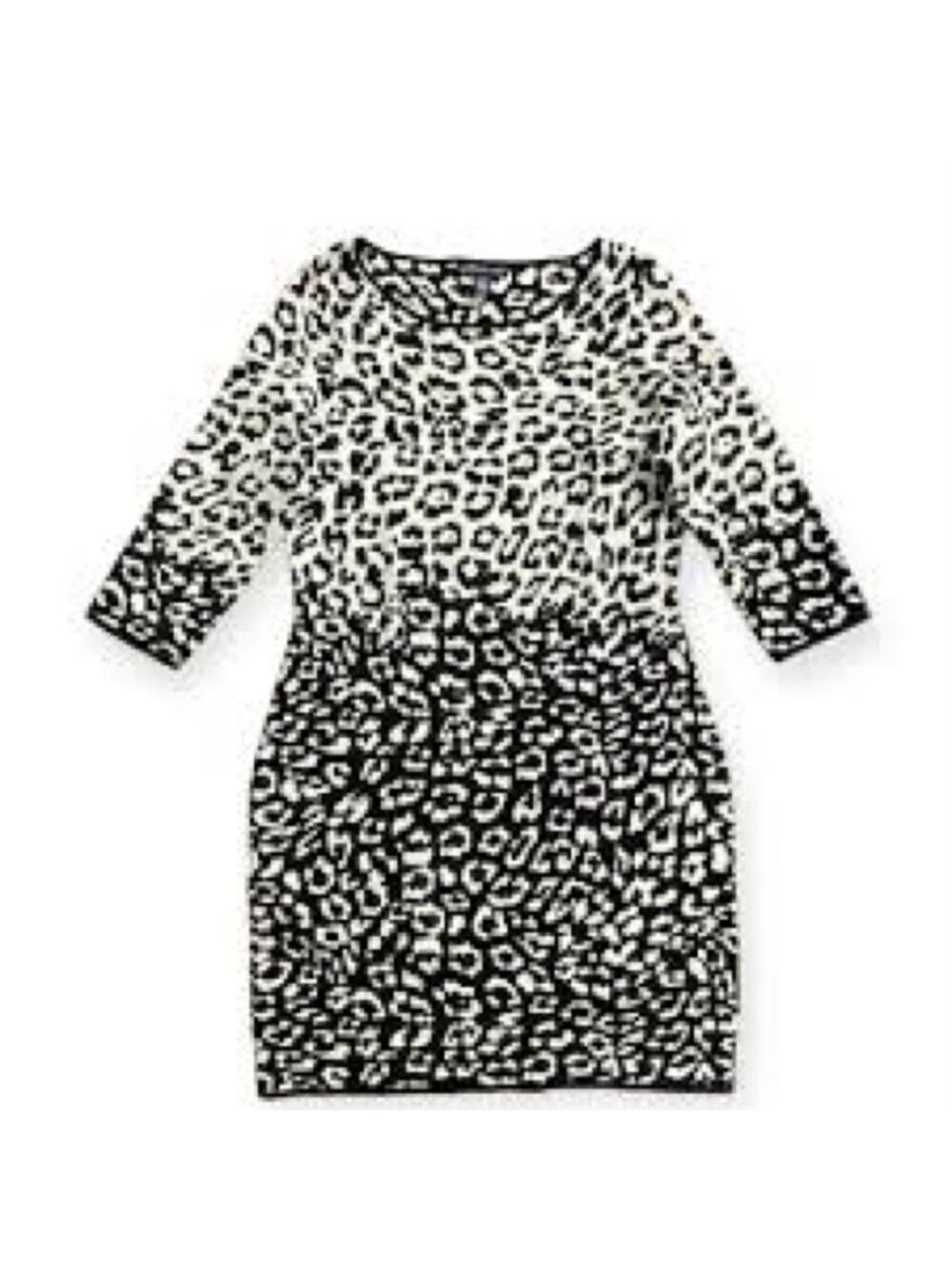 Leopard Sweater Dress Black White animal print modest shirt dress - Picture 2 of 6